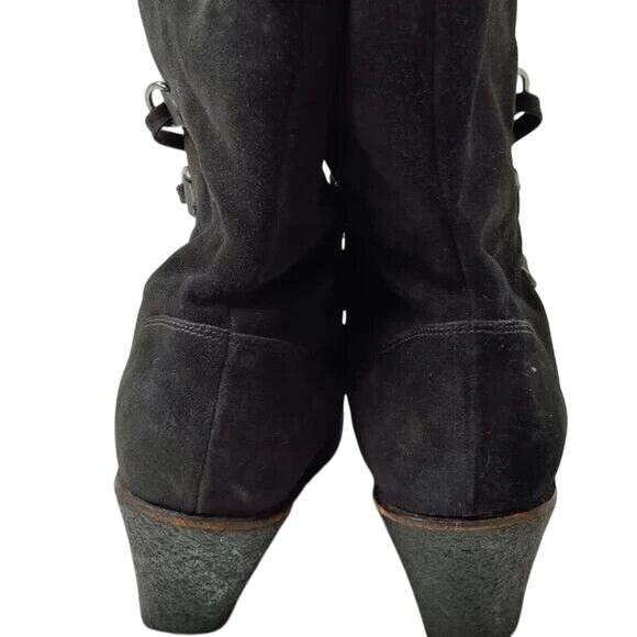 Cole Haan Black Suede Wedge mid calf Booties Size 11 - Picture 4 of 8